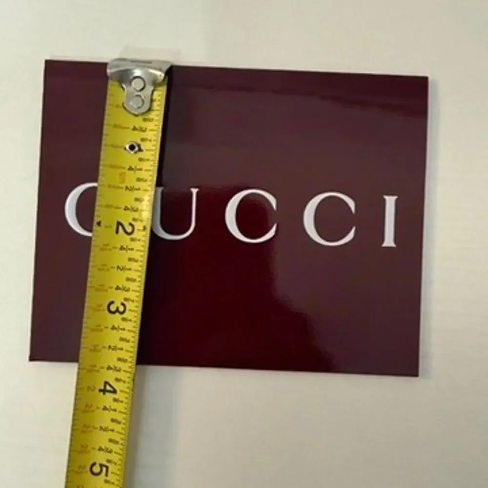 Gucci Burgundy Glossy Gift Envelope Card Holder White Logo 3.5 x 5 in